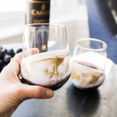 Gold Quartz Stemless Wine Glass Set